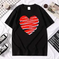 Men's T-Shirts Funny Heart Printing Tshirts For Men Hip Hop Oversized Vintage Short Sleeved Brand Creative Loose Man295A