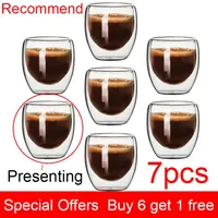 80ML Double Wall Glass Cup Transparent Handmade Heat Resistant Tea Drink Cups MINI Whisky Cup 100 centigrade Espresso Coffee Cup 220714