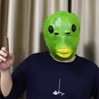 Green Fish Head Mask Latex Alien Costume Hjälm Roligt Animal Monster Fish Headbon