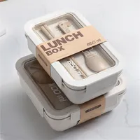 Healthy Material Lunch Box Wheat Straw Japanese style Bento Boxes Microwave Dinnerware Food Storage Container 20220616 D3