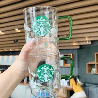 De nieuwste 17oz Starbucks Glass Coffee Mug Cherry Blossom Creative Flower Style Milk Cup Cold Drink Support CustomizationDgm241y