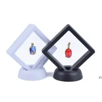 Transparante 3D Floating Box Picture Frame Film Suspension Shadow Boxes Membraan Pte Sieraden Display Stand Ring Hanger Houder PAF14424