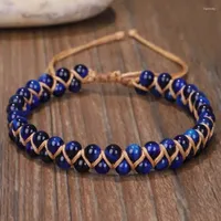 Beaded Strands Natural Blue Tiger Courage Eye Bracelet Braided Cuff For Women Handmade Friendship Bracelets Mens Charm Jewel Fawn22