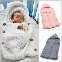 0-12 Months Newborn Baby Knitted Sleeping Bags Infant Blanket Handmade Wrap Super Soft Sleeping Bag With Hat Top Retail299g