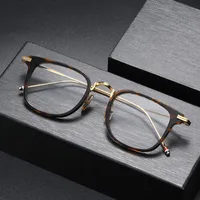 New York Thom Brand Square Glasses Frame Women Fashion Pantical Myopia Prescription Eyeglasses Men Alloy Acetate Full Rim Eyewear TBX905