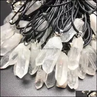 Pendant Necklaces Trendy Natural White Crystal Pillar Energy Healing Stone Necklace Rope Women Jewelry Facto Baby Dhhj1