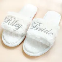 Personalized Wedding Coral Slippers Custom Bridesmaid Slippers Bride Slippers Bridal Shower Hen Night Bachelorette Party Gifts 220520