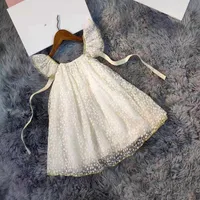 designer girl dress2021 children's summer new vest skirt sweet wind embroidery mesh skirt girl's dress flying sleeve pri2911