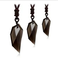Pendant Necklaces Natural Obsidian Wolf Tooth Necklace With Rope For Women Men Crystal Fashion Jewelry Drop