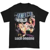 T-shirts juice wrld rapper hip hop concert tour bomull svart män t-shirt 999 världen