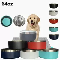 Dog Bowls 32oz 64oz Stainless Steel Tumblers Double Wall Pet Food Bowl Large Capacity 64 oz Pets Supplies Mugs FY5258