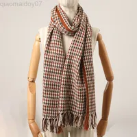 Genuine Pure Cashmere Scarf 2022 New Classic Houndstooth Plaid Winter British Style Thick Warm L220729