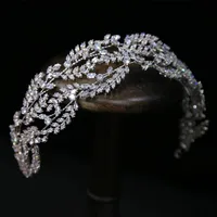 Pageant Zircon Headband Hairband Wedding Bridal Crown Tiara Hair Accessories Jewelry Party Prom Headpiece Ornament Dress Accessori298E