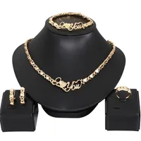 Hot Africain pour les femmes coeur je t'aime ensemble de bijoux de mariage en boucles d'oreilles xoxo collier bracelets cadeaux 201222