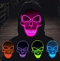 Halloween LED Máscara iluminada El Wire Skull Máscaras de face completa CS Protetores de jogo Fantas de festas de festas.