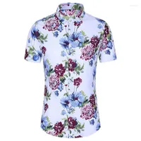 Camicie da uomo camicie da uomo estate t-shirt business slip fit shor corto camicia floreale abbigliamento tendenza casual fiore sizemen's sybi22