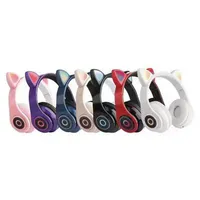 LED Cat Ear Buller Refering Earphones Hörlurar Bluetooth 5.0 Young People Kids Headset Support TF Card 3.5mm Plug med MIC239K
