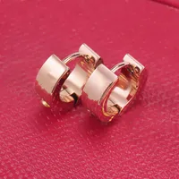 Titanium Steel 18K Rose Gold Love Stud Kolczyki Dla Kobiety Wykwintna Prosta Moda C Diament Ring Lady Designer 13mm Kolczyki Biżuteria Prezent 17kc H1