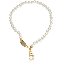 Neuankömmlinge Perle Kette Saturn Lock Anhänger Halskette Frauen Schloss Planet Halskette Mode Schmuck Accessoires für Geschenkparty186c