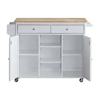 Amerikaanse voorraad Slaapkamer Meubilair Cottage Style Kitchen Island Storage Cart Natural Finish Top White Color269T
