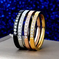 Pierścienie klastrowe modne urocze złoty pierścionek ze stali nierdzewnej dla kobiet mężczyzn para cz kryształowa biżuteria weselna