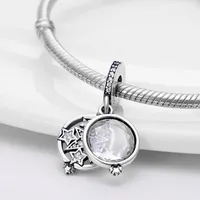 Charms Silver Color s'adapte au collier de bracelet pandach original Series Starry Sky Series Star Double Side Charm Femme Diy Bijoux de la mode Pendant