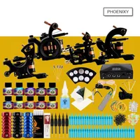Professional Tattoo Kit 4 Tattoo Machine Set 10 Colors Inks Pigment LCD Power Supply Accessories Set Complete Kit Sets236V