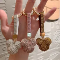 Rhinestone Diamond Keychain Cartoon Mouse Design Keyring Fashion Crystal Keychains Cute Key Chain Bag Charm Pendant Boutique Car Key Holde Shiny