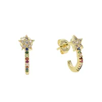 Koreaanse 2019 Fashion Sweet Personality Cute Small Star Stud Earring For Women Girl Pave Rainbow CZ Party Sieraden Cheap Whole239s