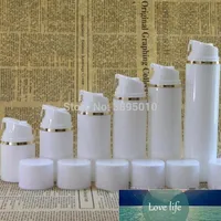 Golden edge White cap Airless Pump Bottle Plastic Airless Bottles Vacuum cosmetic Lotion Containers F522 Factory expert desi254u