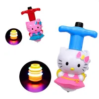 1 PCS Baby Electric Spinning Top Pink Cat Action Figures Model LED knipperend licht en muziekgloed 'S Nachts Roterend Kid Gift Toy 220616