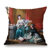 Cushion/Decorative Pillow Rococo Style Master Boucher Famous Oil Painting Diana Leaving Her Bath Classic European Retro Cover Sofa Cushion C