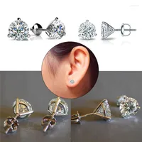 Stud Cute Female 6/7/8mm Round Lab Diamond Earrings 100% Real 925 Sterling Silver For Women Unique Screw EarringsStud Dale22