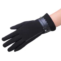 Cycling Gloves Women's Fashion Ladies Cashmere Touchscreen Warm Winter High Quality Bowknot PU Leather MiMi#134