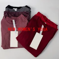 Wholesale Women's Long Sleeve t-shirt Top Yoga Loose Exercise Wear Sporty Woman Fitness Tu lu Workout Tops Women Sports Clothing For Gym LULULEMEN