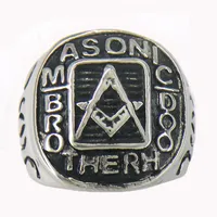 Fanssteel roestvrijstalen heren of Wemens Jewelry Masonary Master Mason Brotherhood Square en Ruler Masonic Ring Gift 11W152792