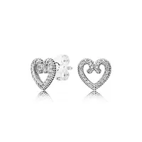 Heart-shaped luxury designer earrings Original Box for Pandora 925 Sterling Silver CZ Diamond Love Stud Earring for Women251x