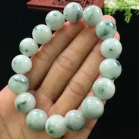 Natural Jade A Bracelets Gemstone Crystal Stretch Round Beads Stone 13.5mm Women Men Bracelets Jewelry AAAAA