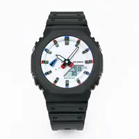 2100 Men&#039;s Watch Sports Quartz Digital Watch LED Dual Display World Time Full Function PU Waterproof