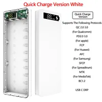 Epacket Quick Charge الإصدار 10*18650 Bower Bank Boxes مزدوج USB رسوم الهاتف المحمول QC 3.0 PD DIY Shell 18650 حامل البطارية Charg347i