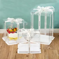 Gift Wrap Clear Birthday Cake Box Packing Wedding Christmas Favor Chocolate Candy Apple Event Transparent Case Wholestalegift
