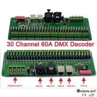 컨트롤러 30 채널 DMX 디코더 RJ45 및 XLR 플러그 27 DMX512 용 DC12V-24V RGB 스트립 컨트롤러 60A 디머 드라이버