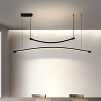 Modern LED pendant light Nordic linear hanging chandeliers lamp in the kitchen dining room indoor lighting fixtures3328