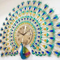 Wall Clocks Reloj De Pared Pavo Real Creativo Para Sala Estar Metal Con Personalidad Moderno SilenciosoWall