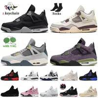 Top Fashion 2022 Women Mens Basketball Shoes Canvas Canyon Purple 4s Craft Midnight Navy Blue Red Thunder White Oreo Military Black Cat Sail
