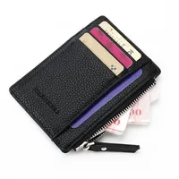 محفظة Mini Pu Leather Card Molevers S Slots Pres Men Carteira Women Zipper Coin Pocket Short Wallet309W