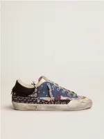 Sohle Heel Dirty Shoes Designer luxuriöser italienischer Vintage-handgefertigter Damen-Super-Star-Penstar-Labor-Sneaker in Leinwand Velvet-Panels und Shearling-Futter