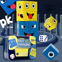Hölzerne Gesicht Change Cube Baustein Spielzeug Montessori Ausdruck Battle Spiel Frühe pädagogische Puzzle Geschenk für Kinder Baby Spielzeug