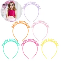 Festförsörjning Happy Birthday Headbands Kids Women Plastic Headwear Candy Colored Headdress Children Hairband Headpieces Hair Accessories
