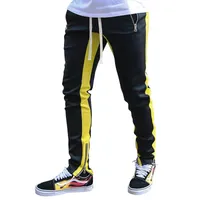 Pantalones para hombres personalizar el traje de jogging apilado cinta de cinta lateral hombres flacos con bolsillos deportes para el hombre